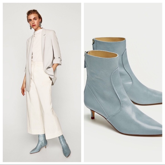 mid heel leather boots